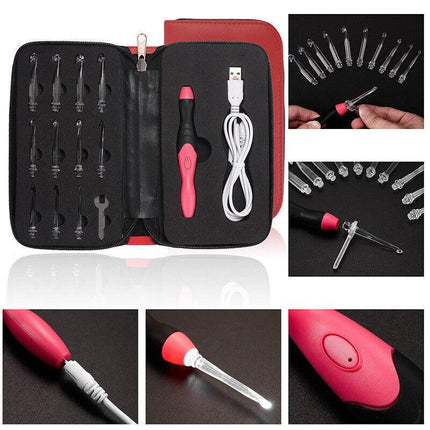 11in 1 LED Light Up Crochet Hooks Set USB Knitting Needles Weave Sewing Tools AU - Aimall