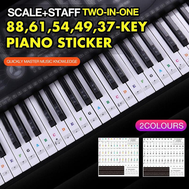 TRANSPARENT Keyboard Piano Stickers 88/61/54/49/37 KEYS Sticker Note For Learner - Aimall