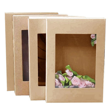 Cardboard Paper Catering Grazing Boxes/Trays 10, 20Pk W/Windows Kraft Disposable - Aimall