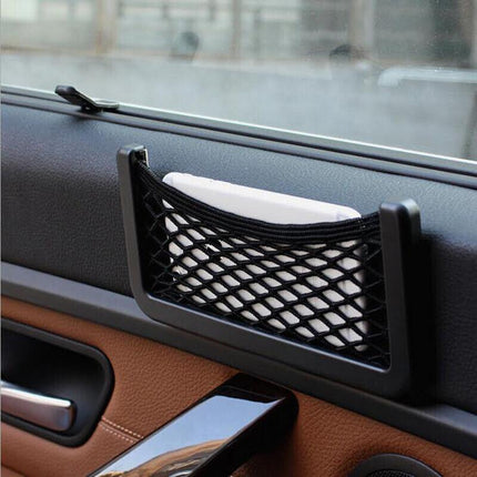 2x Medium Car Mesh Storage Holder Adhesive Net Pocket Phone Bag Card Black Truck - Aimall