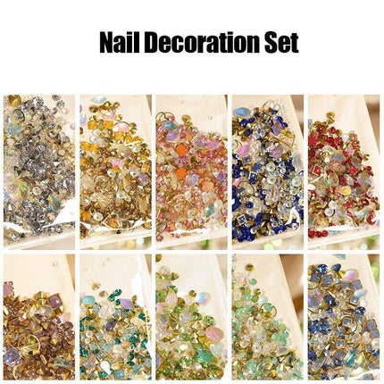 10 Styles Aurora Colorful 3D Nail Art Drill Heart Diamond Crystal AU - Aimall