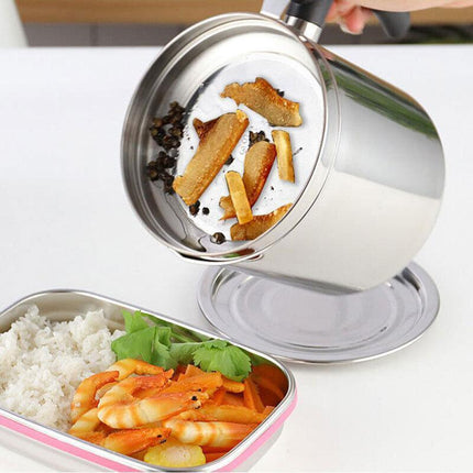 Stainless Steel Oil Strainer Pot Container Jug Storage Can Filter Cooking Grease - Aimall