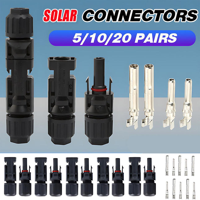 5~20PCS Connectors For IP67 MC4 Solar Panel 30A Line Plug Socket Male & Female M - Aimall