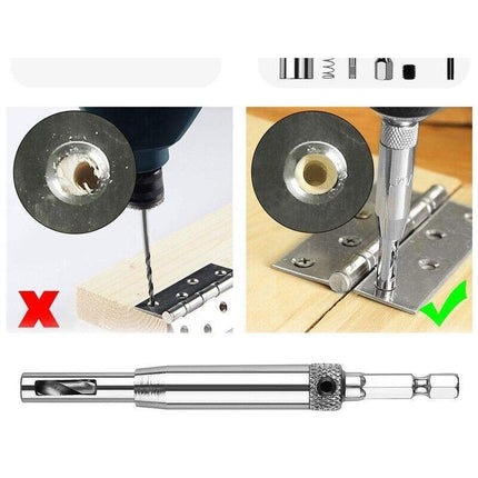 4x Self-Centering Drill Bits Hex Shank Pilot Door Drawer Hinge Hole Screw Guide - Aimall
