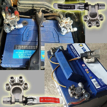 2x 12V 4Way Battery Terminals Connectors Clamp Car Van Caravan Positive Negative - Aimall