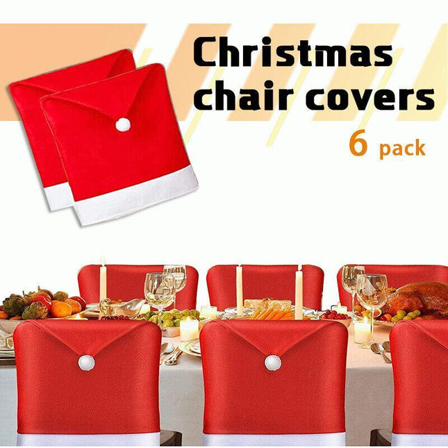 6 PCS Christmas Back Chair Cover Xmas Santa Home Decoration Ornaments 60x50cm AU - Aimall