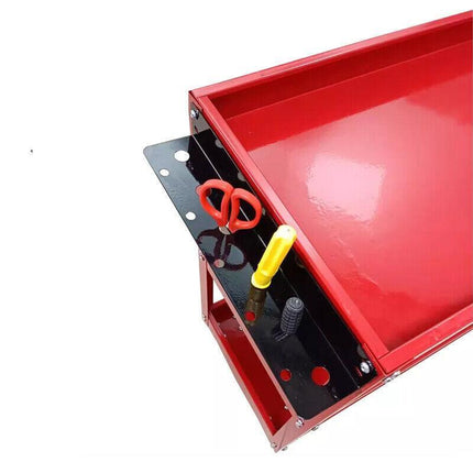 Tool Trolley 3 Tiers Workshop Cart Rolling Steel Part Storage Handyman 150KG Red - Aimall