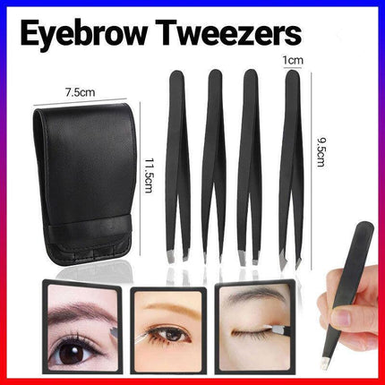 Professional Eyebrow Tweezers Set Plucker Puller Slanted Pointed Tip Manicure AU - Aimall