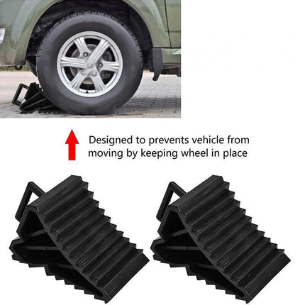2/4PCS Heavy Duty Rubber Wheel Chock Tough Chocks Stops Car Trailer Boat Caravan - Aimall