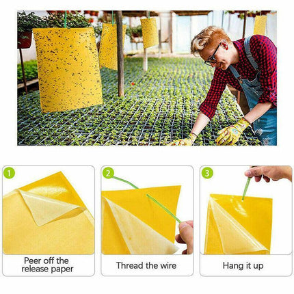 Up 60 pc Yellow Sticky paper Insect Trap Catcher Killer Fly Aphids Wasp AU - Aimall