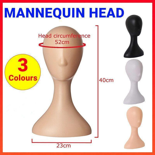 Plastic Female Mannequin Wig Hair Hat Scarf Manikin Head Model Display Stand AU - Aimall
