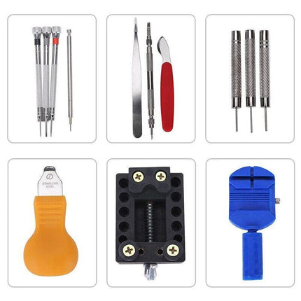 506PCS Watch Repair Tool Kit Back Case Opener Remover Spring Pin Bars Watchmaker - Aimall