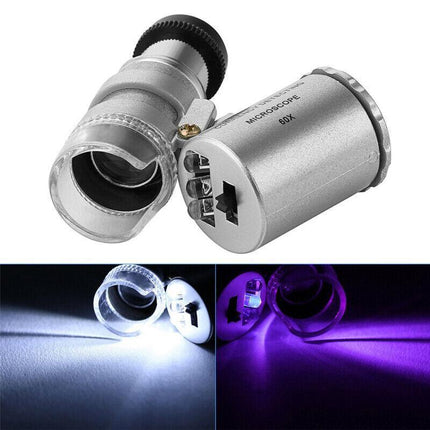 60X Magnifying Loupe Jewelry Jewelers Pocket Magnifier Loop Eye Coins Led Light - Aimall