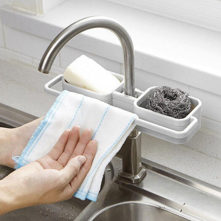 Kitchen Faucet Holder Soap Sponges Caddy Organizer Storage Rack Sink Basket - Aimall