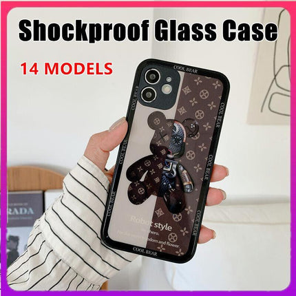 For iPhone 13 Pro Max 12 11XS XR Luxury Cool Bear Shockproof Glass Case Cover AU - Aimall