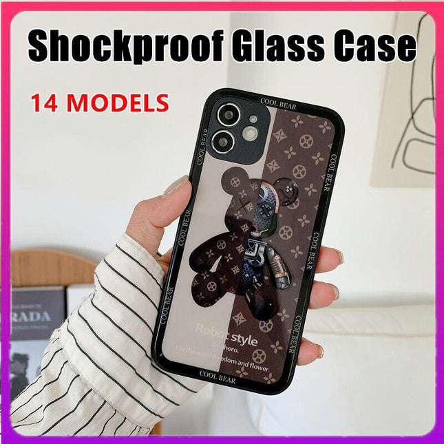 For iPhone 13 Pro Max 12 11XS XR Luxury Cool Bear Shockproof Glass Case Cover AU - Aimall