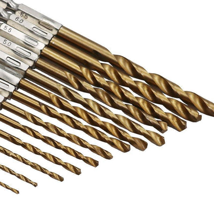 13 PCS Quick Change HSS Titanium Drill Bits Hex Shank Set Soft Metal Wood Timber - Aimall