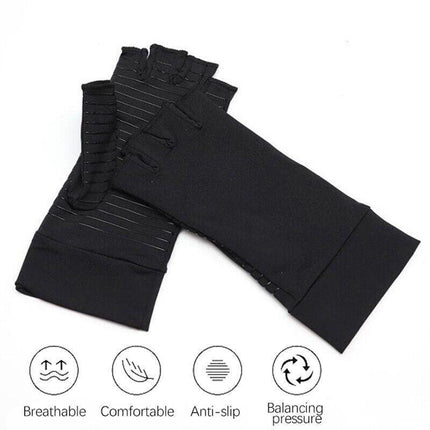 Compression Copper Arthritis Gloves Hand Wrist Brace Finger Pain Relief Support - Aimall