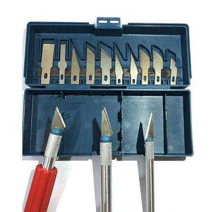 13 Pieces Hobby Craft Knife Set With Case-3 Knives +13 Cutting Blades Art Knives - Aimall