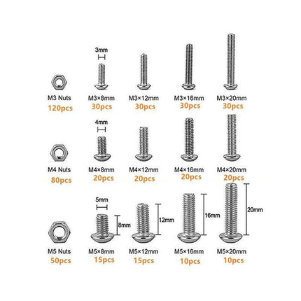M3 M4 M5 304 500PCS Stainless Steel Hex Socket Button Head Bolts Screws Nuts Kit - Aimall