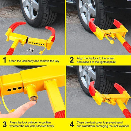 Heavy Duty Wheel Clamp Lock Vehicle Caravan Car Security Anti-theft w/ 2keys - Aimall