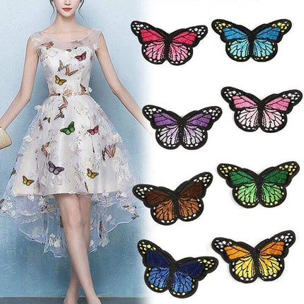 20PCS Colourful Butterfly Applique Lace Trims Sewing Embroidery Craft Patch Sew - Aimall