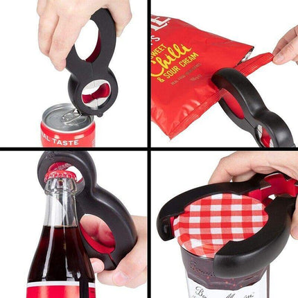 Multi 6 in 1 Bottle Opener Jar Can Manual Cap Lid Twist Off Gadget Kitchen Tool - Aimall