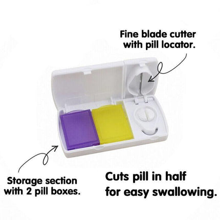 Pill Cutter Box Grinder Medicine Box Tablet Crusher Pill Splitter Storage Case - Aimall