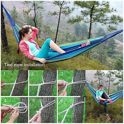 Outdoor Double Hammock Bed Swinging Camping Hanging Tree Strap Hook MEL AU - Aimall