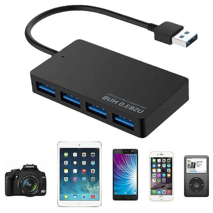 Multi USB 3.0 Hub 4 Port High Speed Slim Compact Expansion Smart Splitter OZ - Aimall