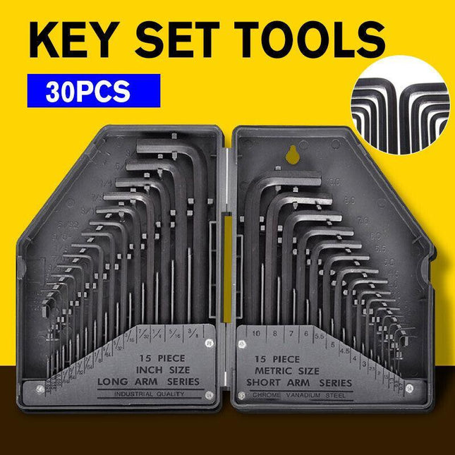 30PCS Hex Key Metric & Imperial Allen Alan Allan Key Set Tools Kit CRV AU Stock - Aimall
