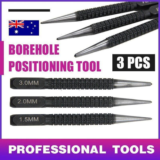 NEW Nail Centre Punch Set 3Pcs Round Head Wood Metal Super Impact Resistance - Aimall