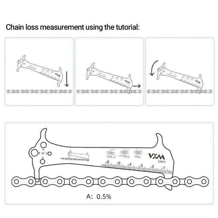 Bike Chain Wear Indicator Checker + Chains Hook, Bolt Gauge & Ruler - Aimall