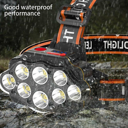 100000LM 8LED T6 Headlamp Headlight Torch Rechargeable Flashlight Work Light AU - Aimall