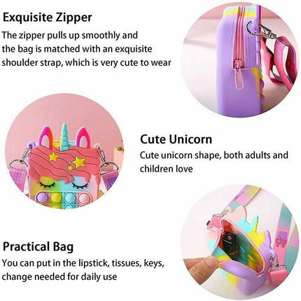 Pop it Shoulder Bag for Girls and Women Unicorn Pop Purse Bags for Kids Autism - Aimall