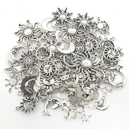 80PCS Mixed Tibetan Silver Charms Pendants Jewelry Making Findings DIY Craft - Aimall