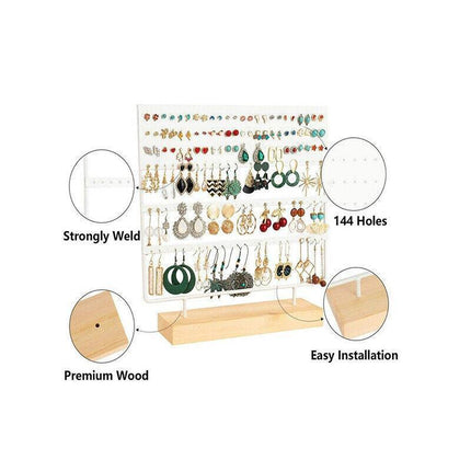 Earring Stand Display Rack 3-Tier Ear Stud Holder Jewelry Organizer 144 Holes - Aimall