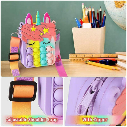 Pop it Shoulder Bag for Girls and Women Unicorn Pop Purse Bags for Kids Autism - Aimall