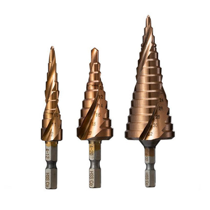 HSS M35 Cobalt Steel Step Cone Drill Bit Hole Saw Cutter 4-12/20/32mm 5-21/27mm - Aimall