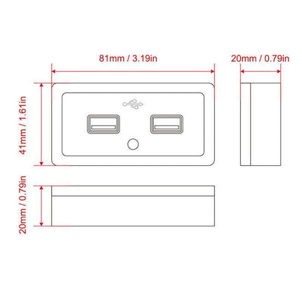 3.1A Dual USB Port Fast Charger Socket Power Outlet Panel 12V Motorcycle Car RV - Aimall