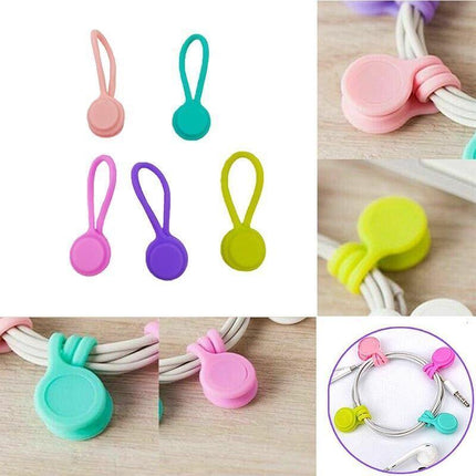 10Pcs Magnetic Tie Cable Organiser Headphone Earphone Cord Winder Holder Clip AU - Aimall