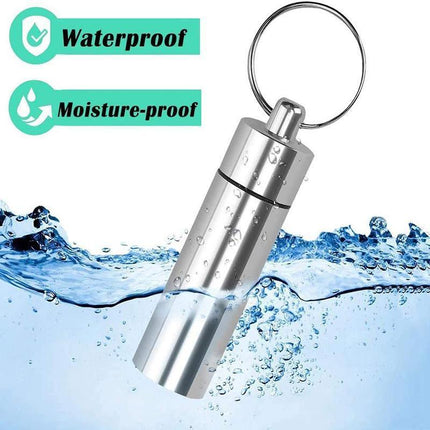 Aluminum Pill Box Case Bottle Cache Drug Holder Keychain Container Waterproof - Aimall