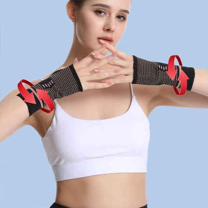 Copper Wrist & Hand Compression Sleeve Support Arthritis Gloves Hand Palm Brace - Aimall