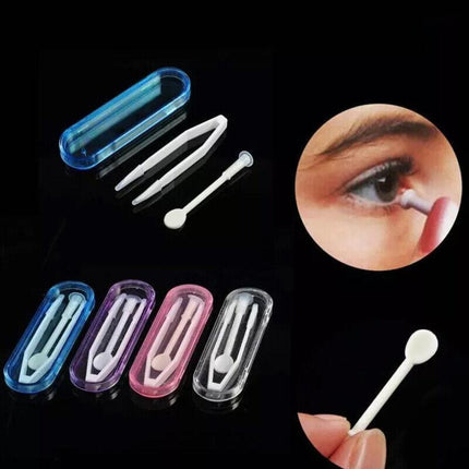 Contact Lens Tweezers Stick Inserter Remover Tool Kit Tip Storage Case Box Set - Aimall