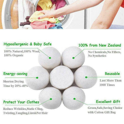6PCS Wool Dryer Balls 100% Natural 7CM Hand Made Engergy Saving 1000 Loads AU - Aimall