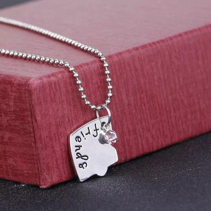 3PCS Best Friends Forever Heart Pendant Necklace Friend Jigsaw Necklace - Aimall