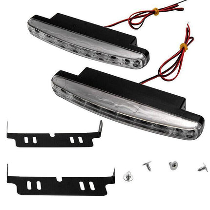 2PCS 8LED Running Bright DRL Head Lamp Light Driving Light Daytime Car Daylight - Aimall