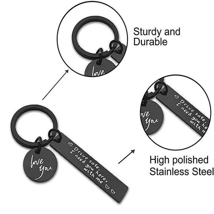 New Drive Safe I Need You Here With Me Couple Alloy Keyring Keychain Car Gift - Aimall