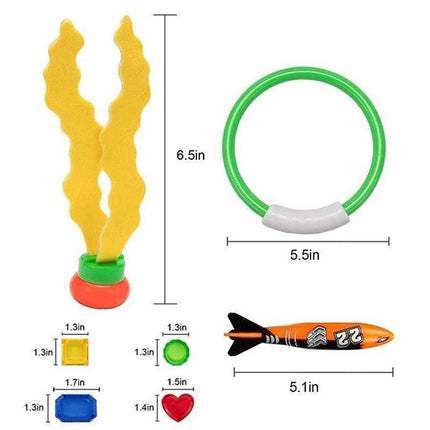 Underwater Swim Pool Diving Toys Summer Swimming Dive Toy Sets Water RIng Sticks - Aimall