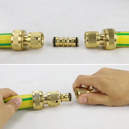 Garden Hose Connector Brass Copper Adapter Joiner 2 Way Fitting Male 48x15x9mm - Aimall